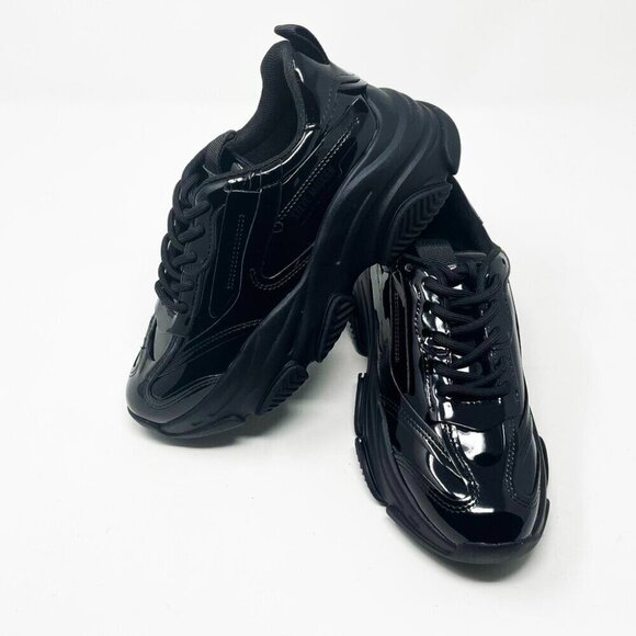 BRAND NEW IN BOX Steve Madden Possession Sneaker Black Patent Black - Picture 7 of 16